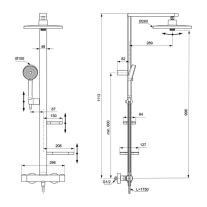  Coloană de duș Ideal Standard Ceratherm Alu+, cu baterie termostatată, rose satinat